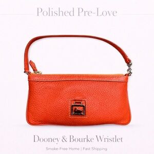 Dooney & Bourke Orange Pebbled Leather Wristlet Purse